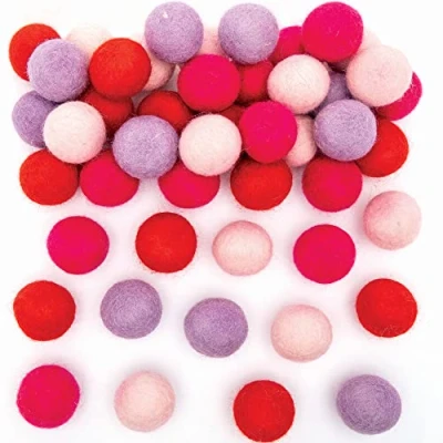 Image of Baker Ross Valentines Felt Balls Pack of 50, Kids Valentine&#039;s Craft Supplies (FC308)