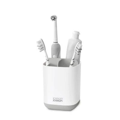 Image of Joseph Easy Store Compact Toothbrush Holder Caddy Bathroom Storage White/Grey