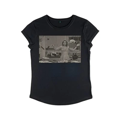 Image of Marvel Women&#039;s Wandavision Chiefs Kitchen Rolled Sleeve T Shirt, Black, XL