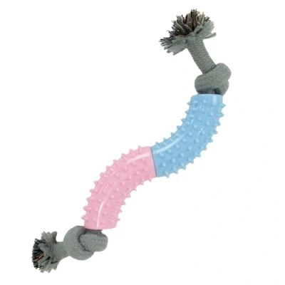 Image of Ancol Small Bite Dog Teether Tugger Strong Cotton Rope Pet Toy for Dental Cleaning and Retrieval Play Puppies Interactive Game 27cm