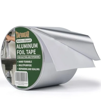 Image of TAPEBEAR Aluminum Foil Tape, Air Duct Withstand 80C to 100C, Heat Resistant Tape Insulation for HVAC, Sealing &amp; Patching, Metal Repair, 4inch x 50yard