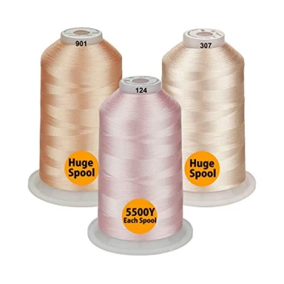 Image of Simthread All Purpose Polyester Embroidery Machine Thread Huge Spool 5000M 5500Y for Sewing Machines 3 Skins Colors