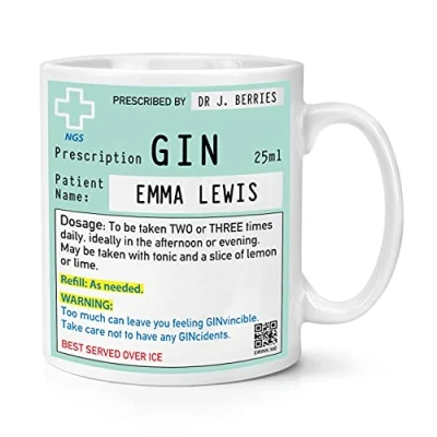 Image of Personalised Name Gin Prescription 10oz Mug Cup
