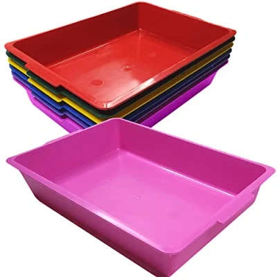Image of Pink Kitten Litter Tray Plastic Pencil Hamster Bird Cage Base Bottom School Draw Small Cat Seed Pet Loo Storage Box 36cm
