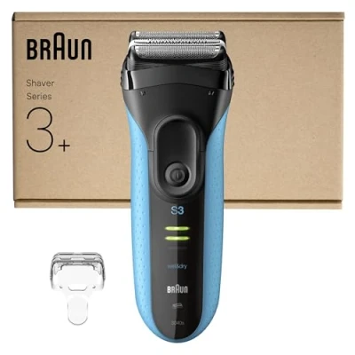 Image of Braun Series 3 ProSkin Electric Shaver, Rechargeable and Cordless Wet &amp; Dry Razor for Men with Pop Up Precision Trimmer, 3040s, Black/Blue