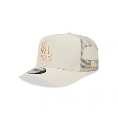 Image of New Era Los Angeles Dodgers MLB Tech Ripstop Beige A Frame Adjustable Trucker Cap One Size
