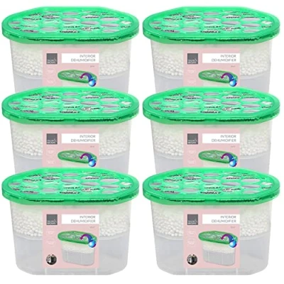 Image of Taylor &amp; Brown Pack of 6 Interior Dehumidifier Condensation Remover Moisture Absorber Damp Mould in Home Kitchen Wardrobe Bedroom Caravan Office Garage Bathroom Basement 500ml