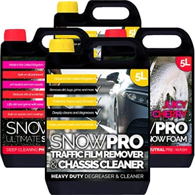 Image of SnowPro Traffic Film Remover Chassis Cleaner 10L and Cherry Snow Foam Removes Dirt, Grime, Grease, Oil, Bugs Multi Vehicle For Use on Cars, Trucks, Vans, Motorbikes &amp; More
