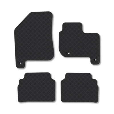 Image of Rubber Car Mats Compatible with Kia Soul EV (2016 2019) Tailored Fit Floor Set Accessory Black Custom 4 Pieces Clips Anti Slip Backing, Heavy Duty &amp; Waterproof