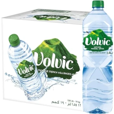 Image of AcornSolution Volvic Natural Spring Water, 1.5 Liter Bottles (Pack of 12)