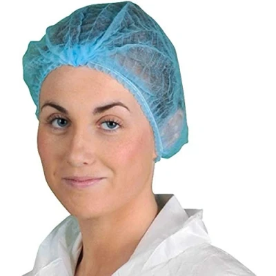 Image of 200x Omnitex Premium Blue Mob Caps Non Woven Hygiene Hair Nets Covers, Disposable Clip with Double Elastic (2x Pack of 100)