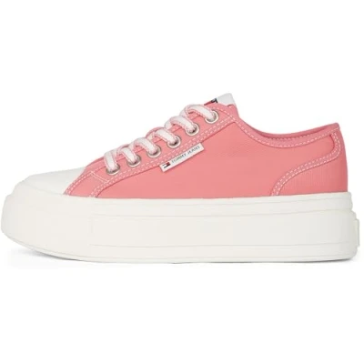 Image of Tommy Jeans Foxing Flatform Trainers, Women&#039;s, Size: 7, Preppy pink Textile
