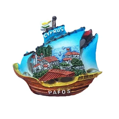 Image of 3D Pafos Cyprus Fridge Magnet Travel Sticker Souvenir,Boat Shaped Home &amp; Kitchen Decoration Refrigerator