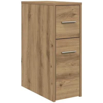 Image of vidaXL Narrow Bathroom Cupboard with Wheels Artisian Oak Engineered Wood
