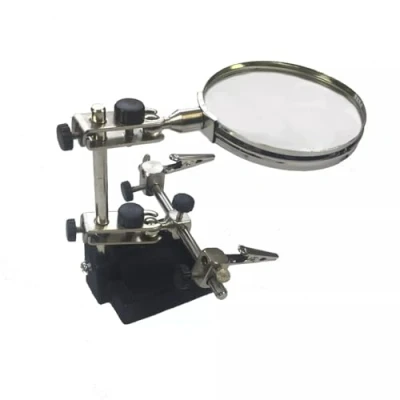Image of Dunnet Tools Helping Hand Tool Modelling Kit Soldering Station with Magnifying Glasses, 60mm Iron Kit, Adjustable Stand, Light &amp; Clips Ideal for Hobbies