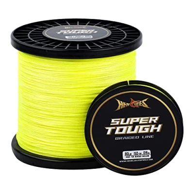 Image of HERCULES Super Tough Braided Fishing Line 1000 Yards Braid 12lb Test for Saltwater Freshwater PE Fish Lines 4 Strands Fluorescent Yellow, 12lb, 1000yds