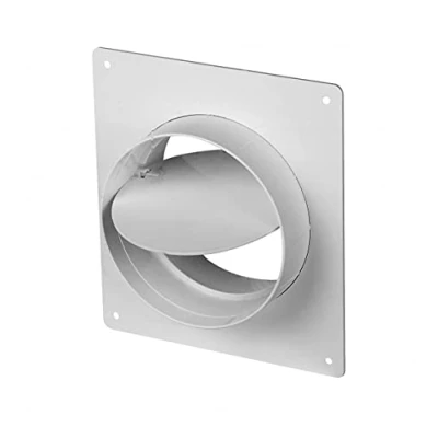 Image of Wall Plate with Non Return Valve 100mm, 125mm, 150mm Ducting Pipe Tube Connector (100mm)