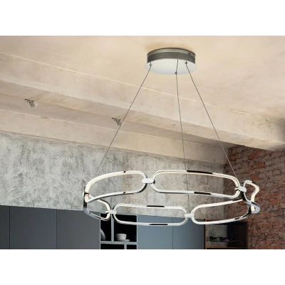 Image of Colette Large Modern Stylish Dimmable LED Designer Pendant Light Chrome with Remote Control