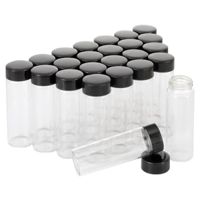 Image of Pxyelec 30ml (1 Oz) Clear Glass Vials Liquid Sample Transparent Bottles Screwcap Lab Capacity Container Pack of 24