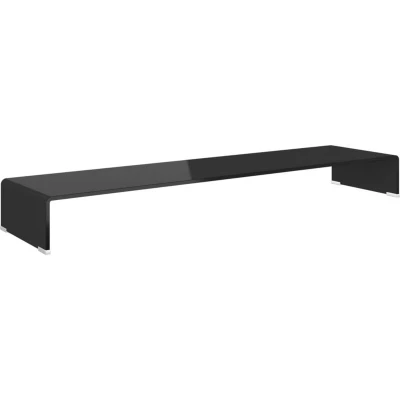 Image of vidaXL TV Stand/Monitor Riser Glass Black 120x30x13 cm