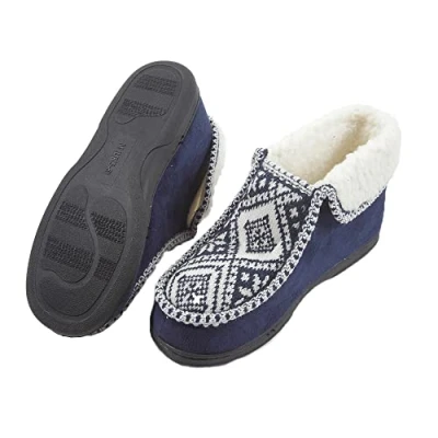 Image of Easylife Nordic Ankle Slippers (Navy) Comfy Thermal Slipper Boot with Fleece Lining, Size X Large Fully Guaranteed Navy