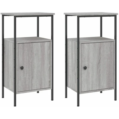 Image of vidaXL Bedside Cabinets 2 pcs Grey Sonoma 41x31x80 cm Engineered Wood