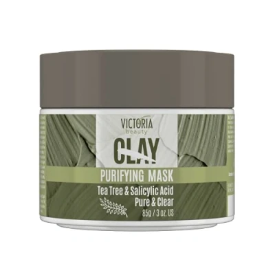 Image of Victoria Beauty Clay 5 Minute Miracle Exfoliating Face Mask with Salicylic Acid, Pure Tea Tree Essential Oil, Bentonite Clay, Zinc, and Niacinamide, 85g