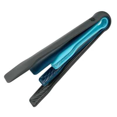 Image of Tasty Kitchen Tongs Set of 3, Serving Tongs, Heat Resistant, Barbecue &amp; Salad Non Scratch Plastic Pasta Small Medium Large, Stick for Air Fryer, Black Dark Blue Light