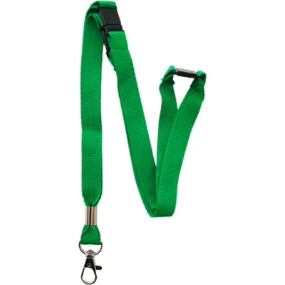 Image of PAC Supplies Global 15mm Colourful Neck Lanyard With 3 Point (Triple) Safety Breakaway (Green, 1 Lanyard)