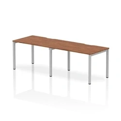 Image of Evolve Single Silver Frame Bench Desk 1200 Walnut (2 Pod) BE377