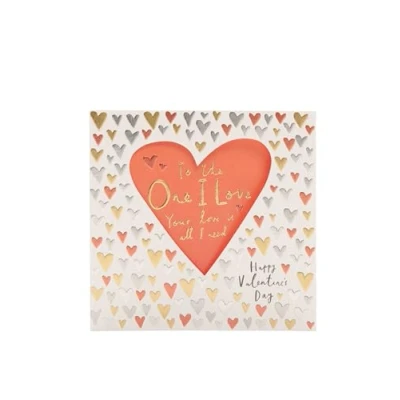 Image of UK Greetings Valentine&#039;s Day Card For The One I Love Hearts Design