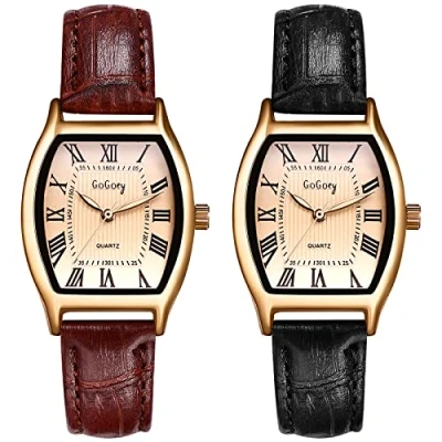 Image of JewelryWe Leather Wristwatch for Women Analog Quartz Square Watch Stylish Business Casual Dress Watch, Mother&#039;s Day