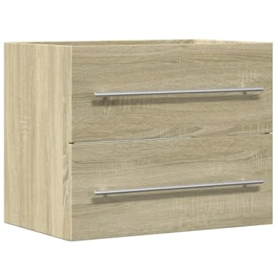 Image of vidaXL Bathroom Vanity Unit Sonoma Oak Engineered Wood Wall Mounted Sink Cabinet with Ample Storage 60 x 38.5 48 cm