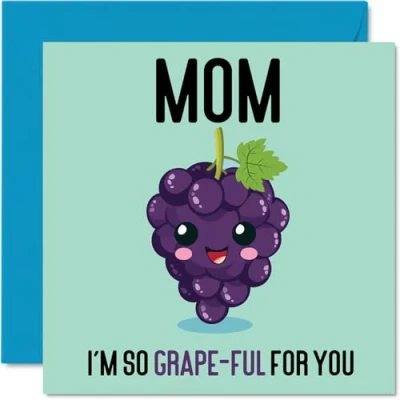 Image of Thank You Cards for Mom Grape Ful Funny Happy Birthday Card from Son Daughter, Mother’s Day Mother, 145mm x Joke Greeting Women Her