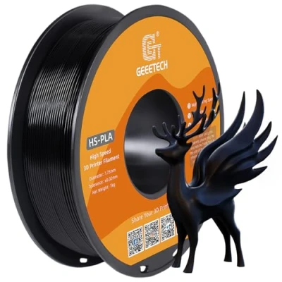 Image of GEEETECH HS PLA Filament 1.75 mm 3D Printer for High Speed Printers, Spool, 1 kg, Black…