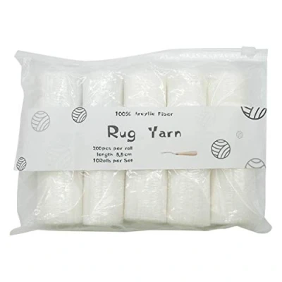 Image of 10 Rolls Pre Cut Latch Hook Yarn Threads for Making Pillowcases Blankets Rug Sewing Replace DIY Projects Duan Embroidered Wool Carpet Monochrome Set
