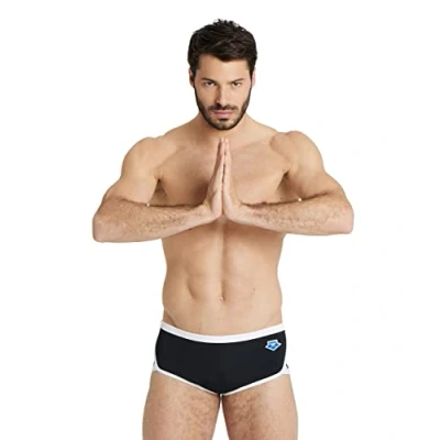 Image of Arena Icons Solid Swim Shorts Black White 2