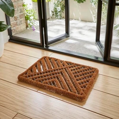 Image of Think Rugs Coco Coir Door Mat Natural Coir, Non Slip, Thick, Premium Quality, Rubber Backed, Eco Friendly, Heavy Duty Indoor/Outdoor Entrance 40 x 60