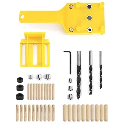 Image of QWORK® 44 Pcs Woodworking Positioning Pin Fixture Kit, Dowel Jig Handheld Wood Drilling Hole Saw Tools, 6mm / 8mm 10mm