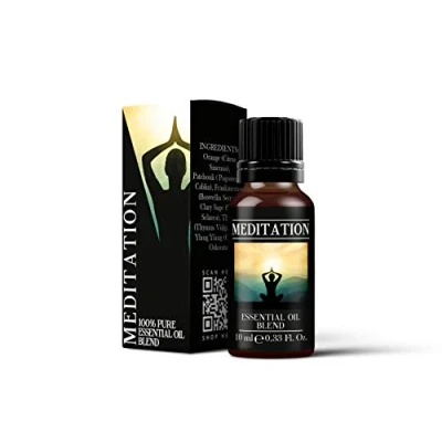 Image of Mystix London Meditation Pure &amp; Natural Essential Oil Blend 10ml for Diffusers, Aromatherapy Massage Blends Perfect as a Gift Vegan, GMO Free