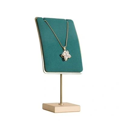 Image of GemeShou Green necklace holder small jewelry stand, Velvet display stand for selling, metal organizer earring hanger【Green】