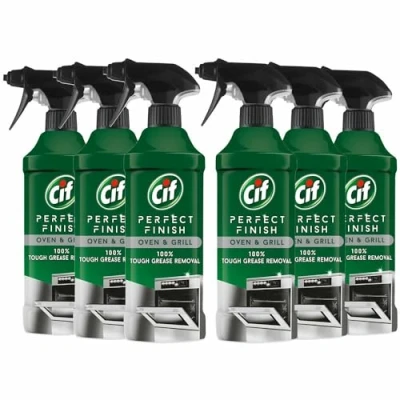 Image of Cif Perfect Finish 100% Tough Stain Removal Spray for Stainless Steel, Anti Limescale, Oven &amp; Grill or Mould Effective Degreaser Kitchen and Outdoor, 435ml (Buy 6, Grill)