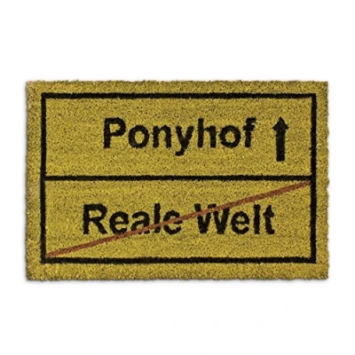 Image of Relaxdays Coir PONYHOF Doormat 40 x 60 cm German Welcome Mat Non Slip PVC Rubber Underside, Brown
