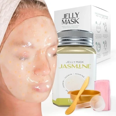 Image of BRÜUN Peel Off Jazmine Jelly Mask for Face Care A 23 fl oz Rubber Jar 30 to 35 Treatments Skin Moisturizing Gel of Spa Set Men, Women and Adults