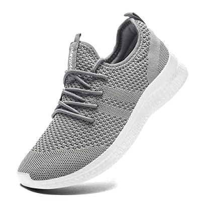 Image of FUJEAK Men&#039;s Lightweight Breathable Casual Comfortable Slip on Fitness Sport Fashion Athletic Sneakers Grey 7 UK