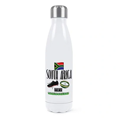 Image of Rugby South Africa Double Wall Water Bottle Insulated Stainless Steel Sports Drinks 500ml White