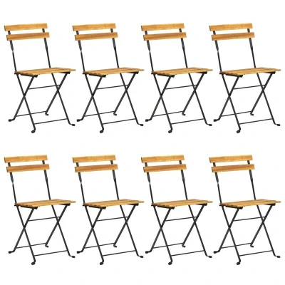Image of vidaXL Folding Garden Chairs 8 pcs Steel and Solid Wood Acacia
