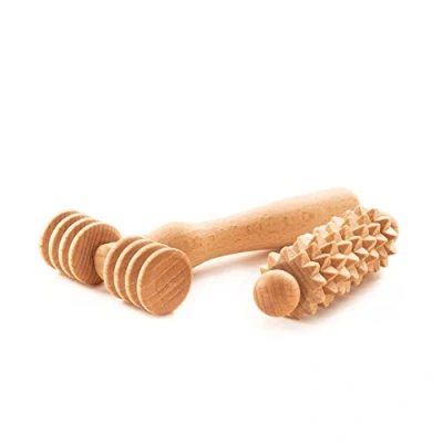 Image of tuuli Facial Massager Face Neck Shoulder Massage Device Head Roller with Handle Maderotherapy Derma Set Made of Wood 1