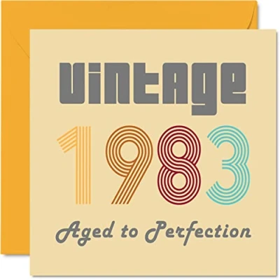 Image of 41st Birthday Cards for Men Women Vintage 1983 Aged To Perfection 41 Card Funny Her Him, 145mm x Best Friend Greeting Mum Dad Brother Sister Uncle Auntie