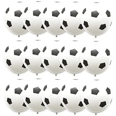 Image of 15 pcs Football Balloons,12 inch Black White Birthday Balloons for Sport Theme Party, World Cup Party Decorations